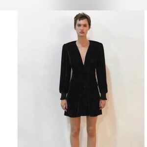 Zara Black Long Sleeve velvet Dress